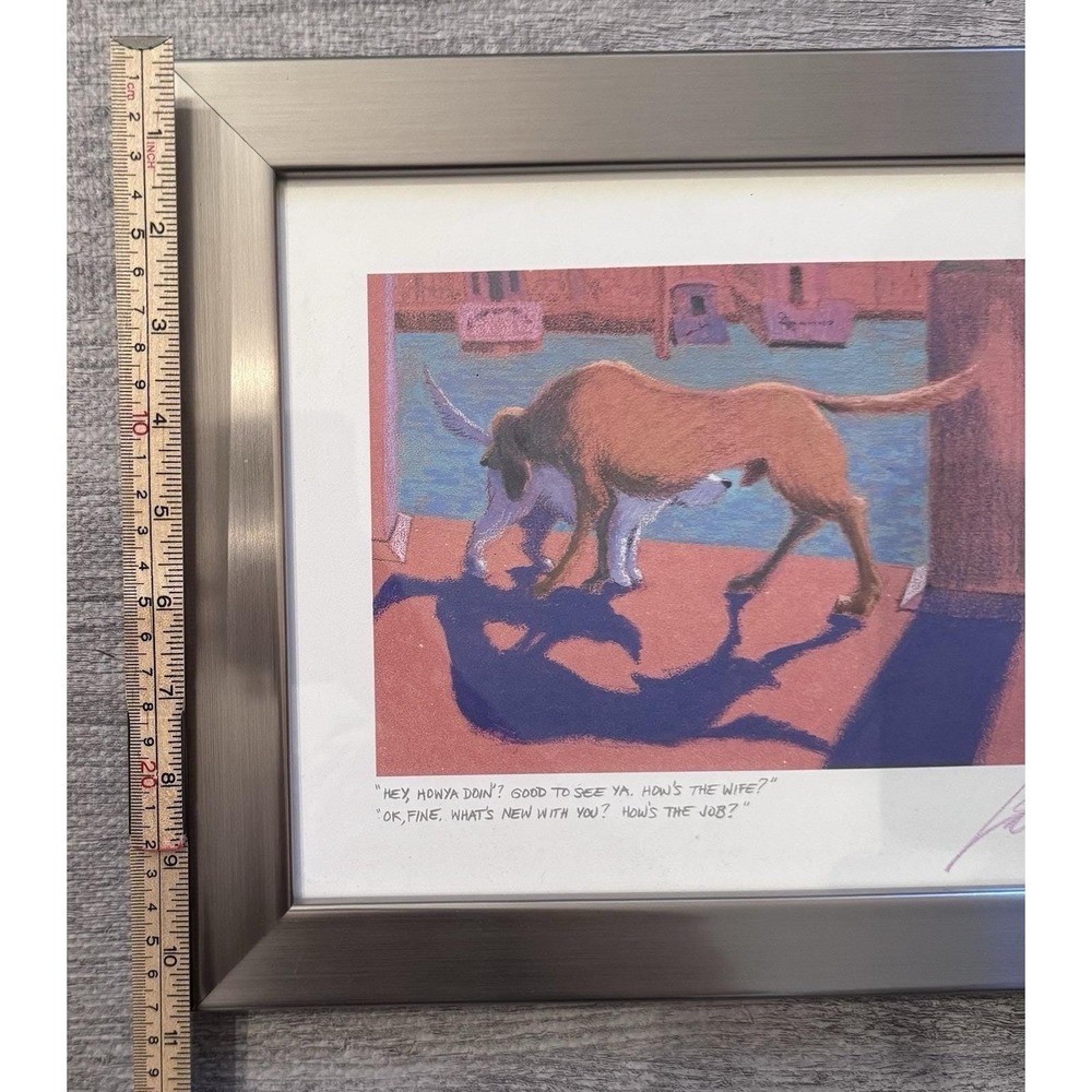 1996 Jeff Leedy Signed Dog Art Print "Hey Howya Doin" Funny Framed 11x14 - Picture 12 of 16